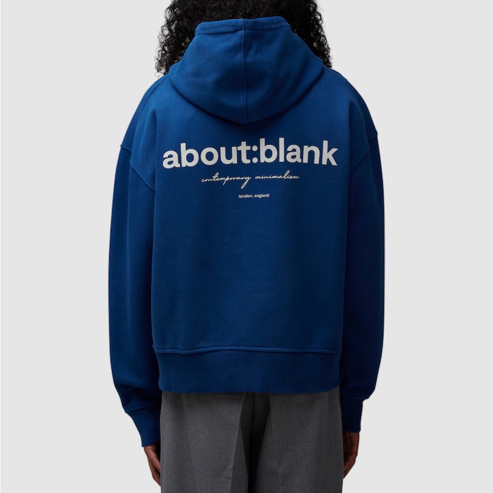 about:blank: about:blank Box Hoodie estate blue/ecru Size XLarge